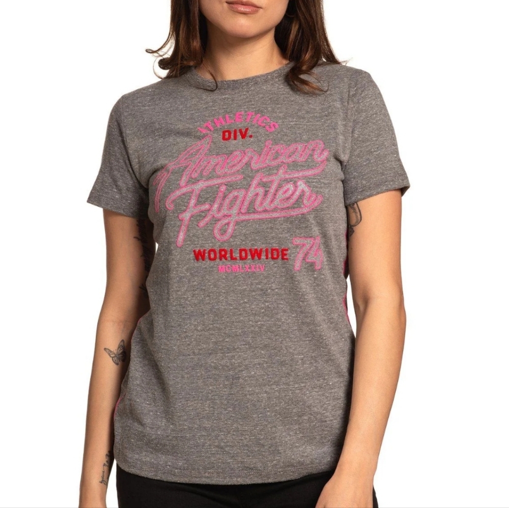 American Fighter Quinn SS Triblend Tee In Heather Gray And Pink Size XS